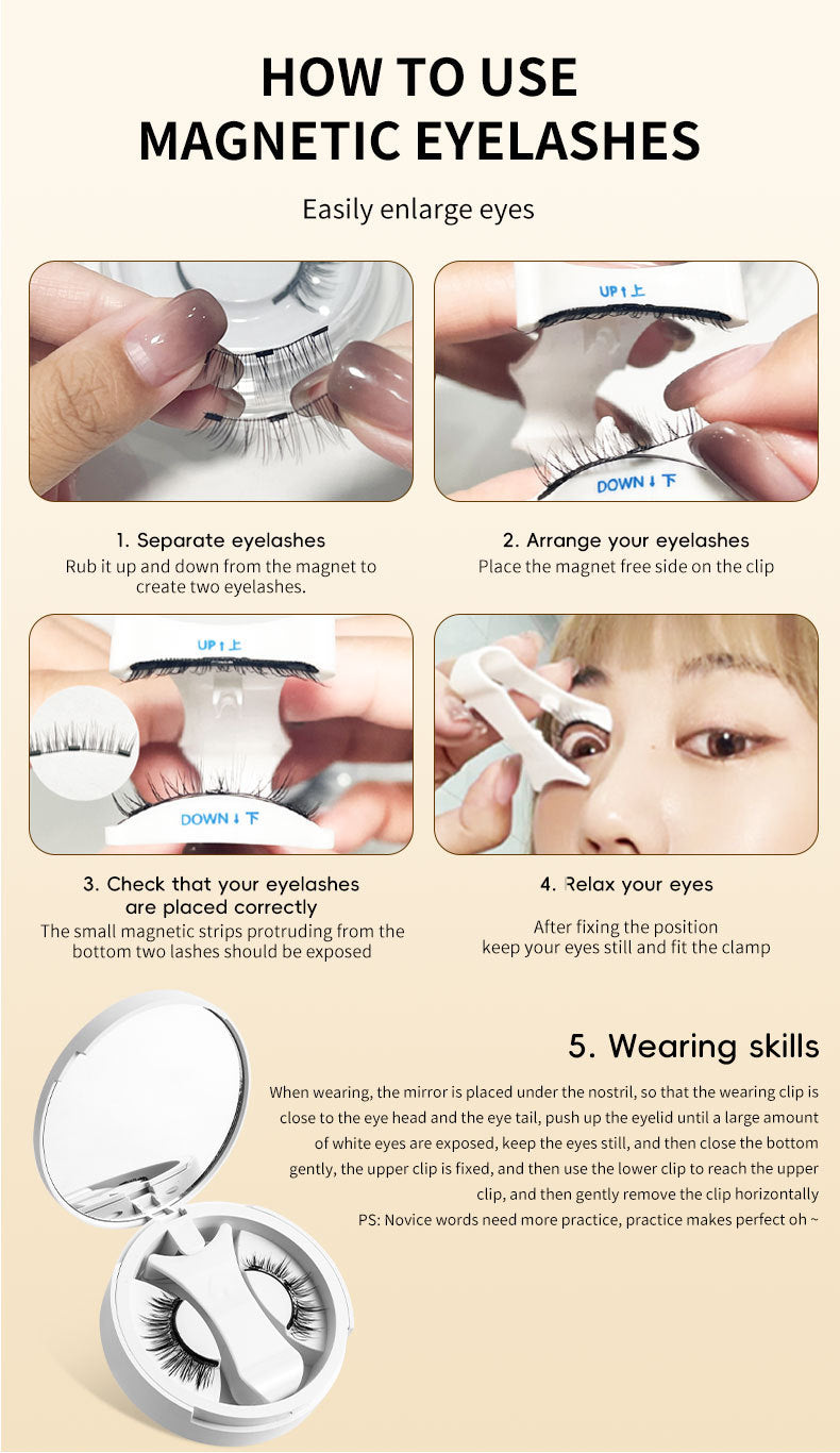 Magnetic False Eyelashes with Storage Case &amp; Applicator – Glue-Free Reusable Natural Lash Kit
